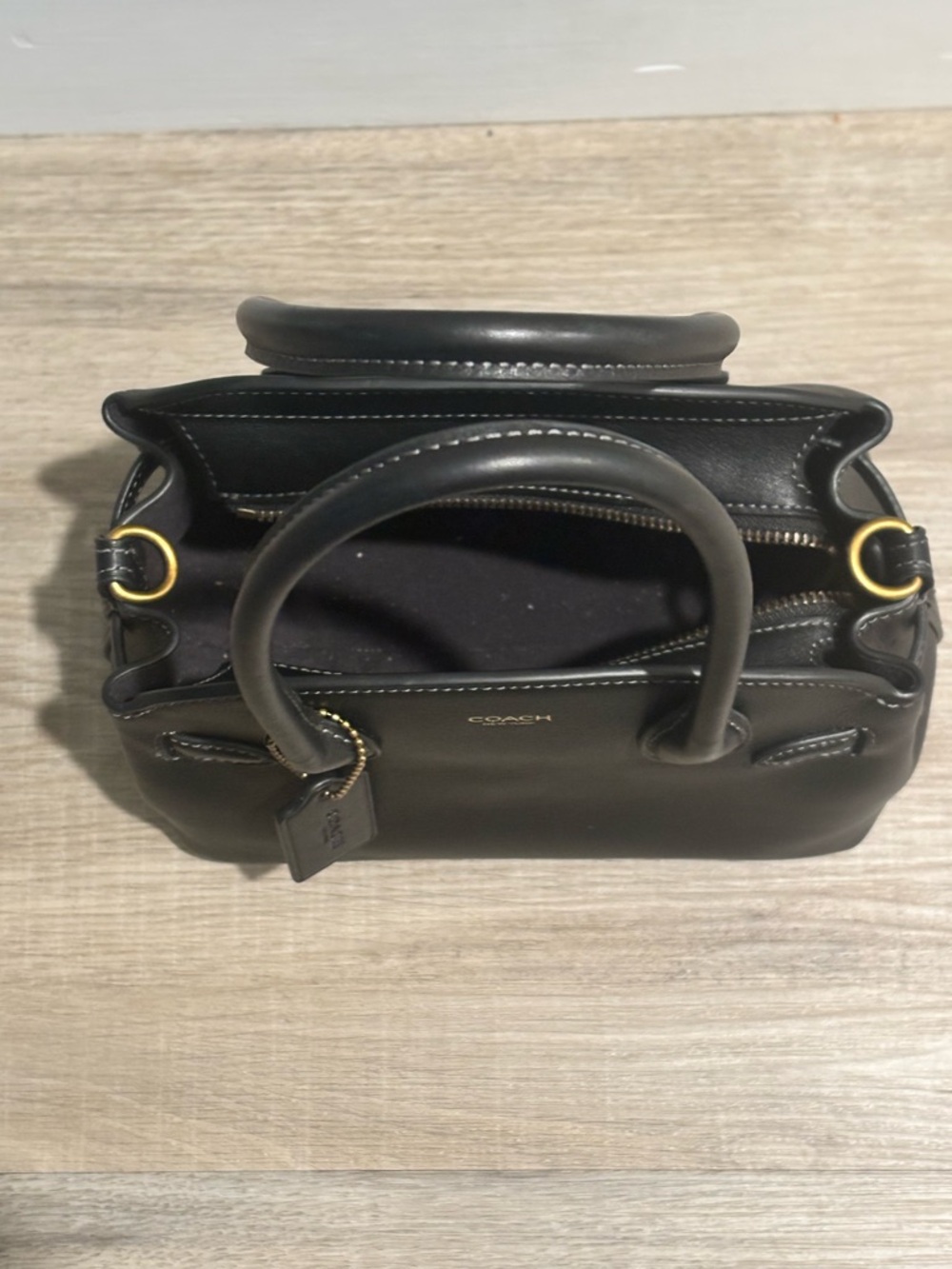 Coach Black Leather Mini Satchel with Gold Hardware - Picture 6 of 10